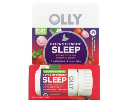 Для здорового сна OLLY, Extra Strength Sleep, клубника, 30 таблеток Для здорового сна OLLY, Extra Strength Sleep, клубника, 30 таблеток