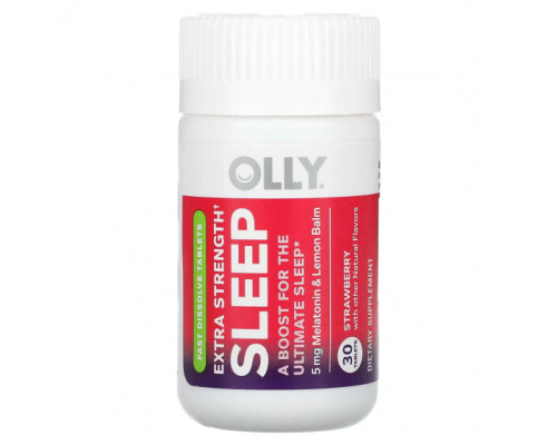 Для здорового сна OLLY, Extra Strength Sleep, клубника, 30 таблеток Для здорового сна OLLY, Extra Strength Sleep, клубника, 30 таблеток