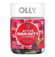 OLLY, Active Immunity + Elderberry, Berry Brave, 45 Gummies