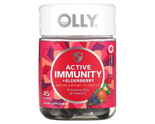 OLLY, Active Immunity + Elderberry, Berry Brave, 45 Gummies OLLY, Active Immunity + Elderberry, Berry Brave, 45 Gummies