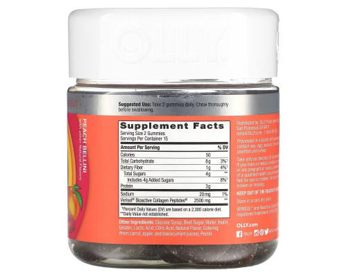 OLLY, Collagen Gummy Rings, Peach Bellini, 30 Gummies OLLY, Collagen Gummy Rings, Peach Bellini, 30 Gummies
