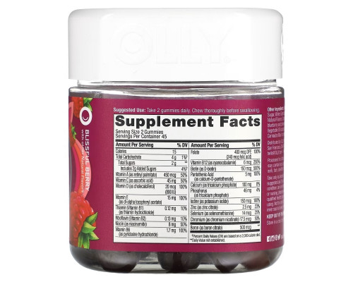 OLLY, Women's Multi, Blissful Berry , 90 Gummies OLLY, Women's Multi, Blissful Berry , 90 Gummies