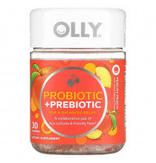 OLLY, Пробиотик и пребиотик, персиковый, 30 жевательных таблеток