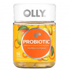 OLLY, Пробиотик, тропическое манго, 1 миллиард живых культур, 50 жевательных таблеток