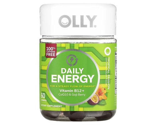 OLLY, Daily Energy, Caffeine Free, Tropical Passion, 60 Gummies OLLY, Daily Energy, Caffeine Free, Tropical Passion, 60 Gummies