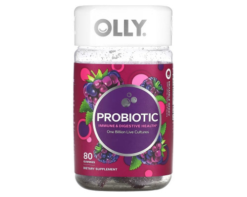 OLLY, Probiotic, Bramble Berry, 1 Billion Live Cultures, 80 Gummies OLLY, Probiotic, Bramble Berry, 1 Billion Live Cultures, 80 Gummies
