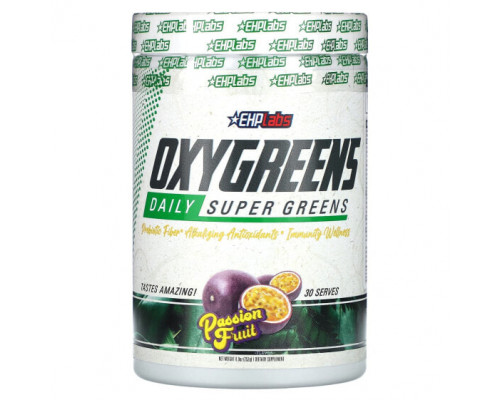 Суперфуды EHPlabs, OxyGreens, Daily Super Greens, маракуйя, 252 г (8,9 унции) Суперфуды EHPlabs, OxyGreens, Daily Super Greens, маракуйя, 252 г (8,9 унции)