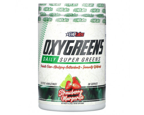 Суперфуды EHPlabs, OxyGreens, Daily Super Greens, клубника и маргарита, 255 г (9 унций) Суперфуды EHPlabs, OxyGreens, Daily Super Greens, клубника и маргарита, 255 г (9 унций)