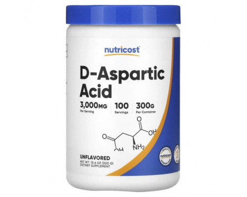 Аминокислоты Nutricost, D-аспарагиновая кислота, без вкусовых добавок, 300 г (10,6 унции) Аминокислоты Nutricost, D-аспарагиновая кислота, без вкусовых добавок, 300 г (10,6 унции)