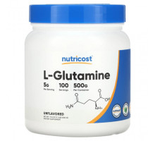 Аминокислоты Nutricost, L-глютамин, без добавок, 500 г (17,6 унции)