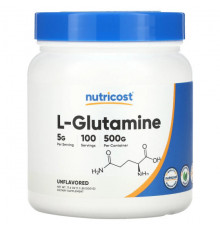 Аминокислоты Nutricost, L-глютамин, без добавок, 500 г (17,6 унции)