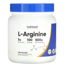Аминокислоты Nutricost, L-аргинин, без добавок, 500 г (17,9 унции)