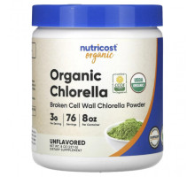 Водоросли Nutricost, органическая хлорелла в порошке, без добавок, 3 г, 227 г (8 унций)