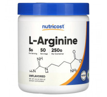 Аминокислоты Nutricost, L-аргинин, без добавок, 250 г (8,8 унции)