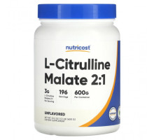 Аминокислоты Nutricost, L-цитруллин малат 2: 1, без добавок, 600 г (21,2 унции)