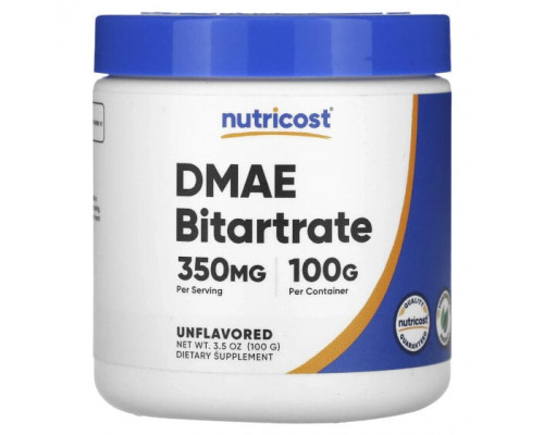 Улучшение памяти и работы мозга Nutricost, битартрат ДМАЭ, без добавок, 350 мг, 100 г (3,5 унции) Улучшение памяти и работы мозга Nutricost, битартрат ДМАЭ, без добавок, 350 мг, 100 г (3,5 унции)