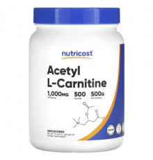 Аминокислоты Nutricost, ацетил-L-карнитин, без добавок, 500 г (1,1 фунта)