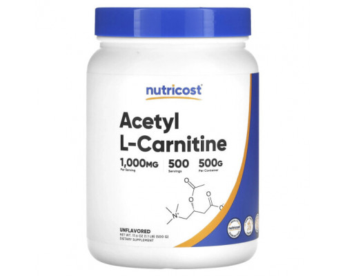 Аминокислоты Nutricost, ацетил-L-карнитин, без добавок, 500 г (1,1 фунта) Аминокислоты Nutricost, ацетил-L-карнитин, без добавок, 500 г (1,1 фунта)