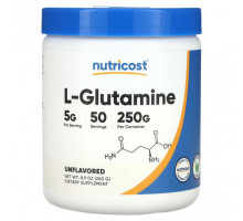 Аминокислоты Nutricost, L-глютамин, без добавок, 5 г, 250 г (8,9 унции)