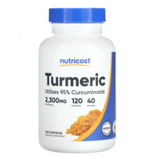 Имбирь и куркума Nutricost, Куркума, 766 мг, 120 капсул