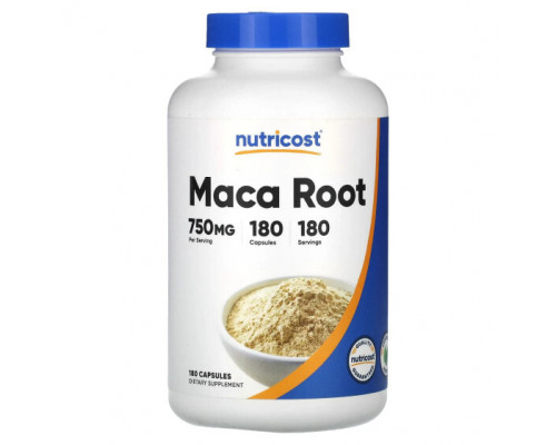 Суперфуды Nutricost, Корень маки, 750 мг, 180 капсул Суперфуды Nutricost, Корень маки, 750 мг, 180 капсул