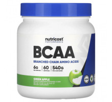 Аминокислоты Nutricost, Performance, BCAA, со вкусом зеленого яблока, 540 г (1,2 фунта)