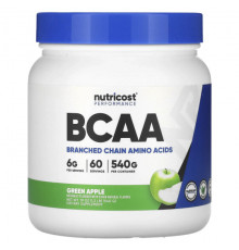 Аминокислоты Nutricost, Performance, BCAA, со вкусом зеленого яблока, 540 г (1,2 фунта)