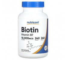 Биотин Nutricost, Биотин, 10 000 мкг, 240 капсул