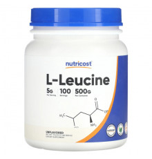 Аминокислоты Nutricost, L-лейцин, без добавок, 5 г (500 г)