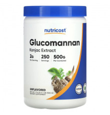 Клетчатка Nutricost, Экстракт глюкоманнана конжака, без добавок, 500 г (17,6 унции)
