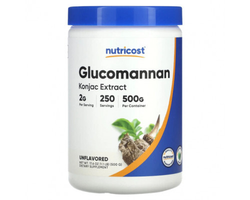 Клетчатка Nutricost, Экстракт глюкоманнана конжака, без добавок, 500 г (17,6 унции) Клетчатка Nutricost, Экстракт глюкоманнана конжака, без добавок, 500 г (17,6 унции)