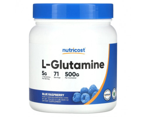 Аминокислоты Nutricost, L-глютамин, голубая малина, 500 г (17,6 унции) Аминокислоты Nutricost, L-глютамин, голубая малина, 500 г (17,6 унции)