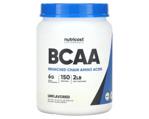 Аминокислоты Nutricost, Performance, BCAA, без добавок, 900 г (2 фунта) Аминокислоты Nutricost, Performance, BCAA, без добавок, 900 г (2 фунта)