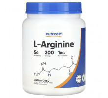 Аминокислоты Nutricost, L-аргинин, без добавок, 1 кг (35,3 унции)