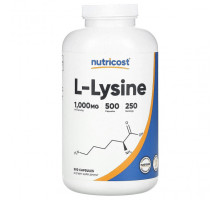 Аминокислоты Nutricost, L-лизин, 500 мг, 500 капсул