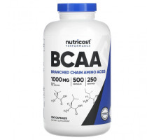 Аминокислоты Nutricost, BCAA, для результативности, 500 мг, 500 капсул