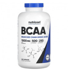 Аминокислоты Nutricost, BCAA, для результативности, 500 мг, 500 капсул