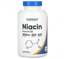 Витамины группы B Nutricost, Ниацин, 500 мг, 240 капсул