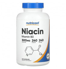 Витамины группы B Nutricost, Ниацин, 500 мг, 240 капсул