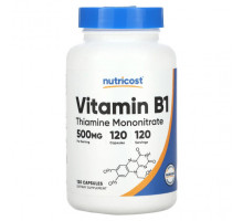 Витамины группы B Nutricost, Витамин B1, 500 мг, 120 капсул