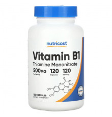 Витамины группы B Nutricost, Витамин B1, 500 мг, 120 капсул