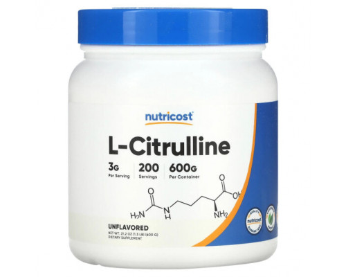 Аминокислоты Nutricost, L-цитруллин, без добавок, 600 г (21,2 унции) Аминокислоты Nutricost, L-цитруллин, без добавок, 600 г (21,2 унции)