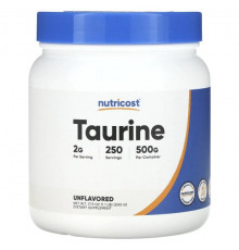 Аминокислоты Nutricost, таурин, без добавок, 500 г (1,1 фунта)
