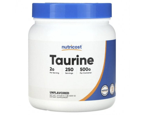 Аминокислоты Nutricost, таурин, без добавок, 500 г (1,1 фунта) Аминокислоты Nutricost, таурин, без добавок, 500 г (1,1 фунта)