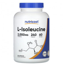 Аминокислоты Nutricost, L-изолейцин, 500 мг, 240 капсул