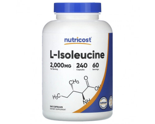 Аминокислоты Nutricost, L-изолейцин, 500 мг, 240 капсул Аминокислоты Nutricost, L-изолейцин, 500 мг, 240 капсул