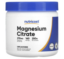 Магний Nutricost, Цитрат магния, без добавок, 250 г (8,8 унции)