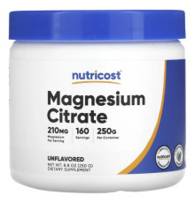 Магний Nutricost, Цитрат магния, без добавок, 250 г (8,8 унции)