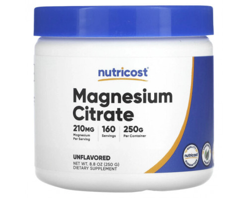 Магний Nutricost, Цитрат магния, без добавок, 250 г (8,8 унции) Магний Nutricost, Цитрат магния, без добавок, 250 г (8,8 унции)
