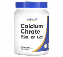Кальций Nutricost, цитрат кальция, без вкусовых добавок, 500 г (17,6 унции)